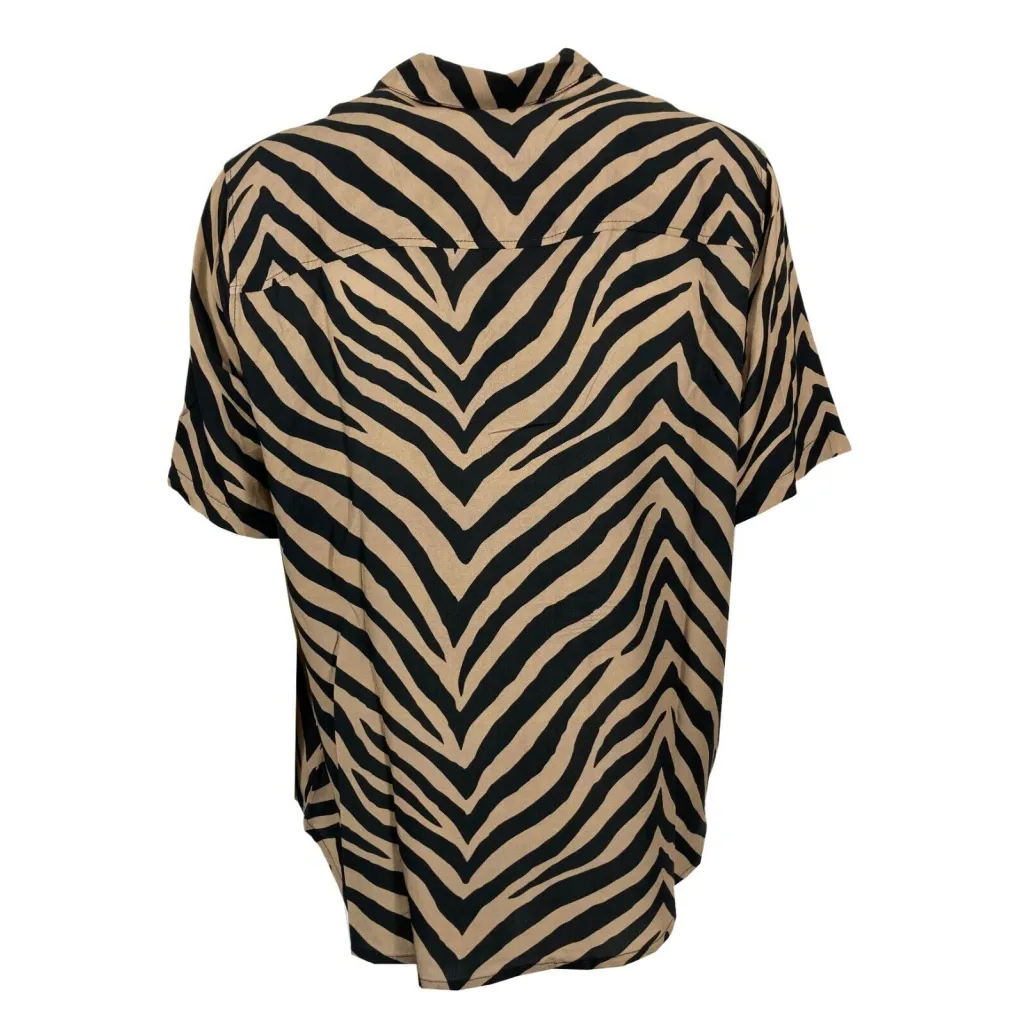 TOOCO camicia uomo fantasia zebra beige/nero art TOC0308 ZEB BB555WS MADE IN ITALY