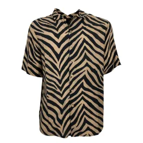 TOOCO camicia uomo fantasia zebra beige/nero art TOC0308 ZEB BB555WS MADE IN ITALY