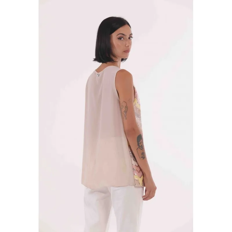 TOP IN PAILLETTES CEDRO/ROSA