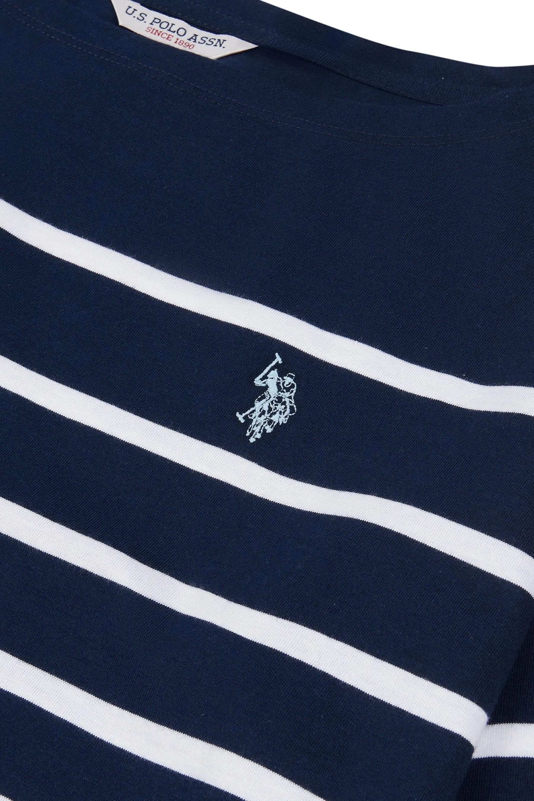 U.S. Polo Assn. Donna Blu - T-shirt con A righe invertito e scollo a barchetta