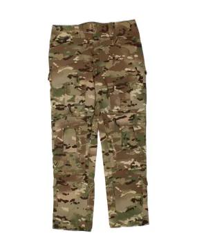 VINTAGE Mens Slim Cargo Trousers W32 L32 Khaki Camouflage Polyester