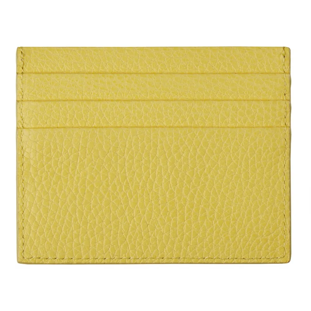 Viola Milano - Porta Carte di Credito in Pelle Pieno Fiore - Giallo - Handmade in Italy - Luxury Exclusive Collection